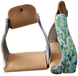 Showman Lightweight twisted angled aluminum stirrups with cactus design